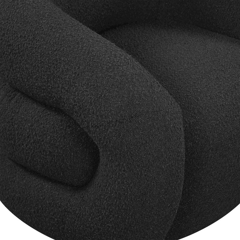 Roxbury Black Boucle Fabric Swivel Accent Chair