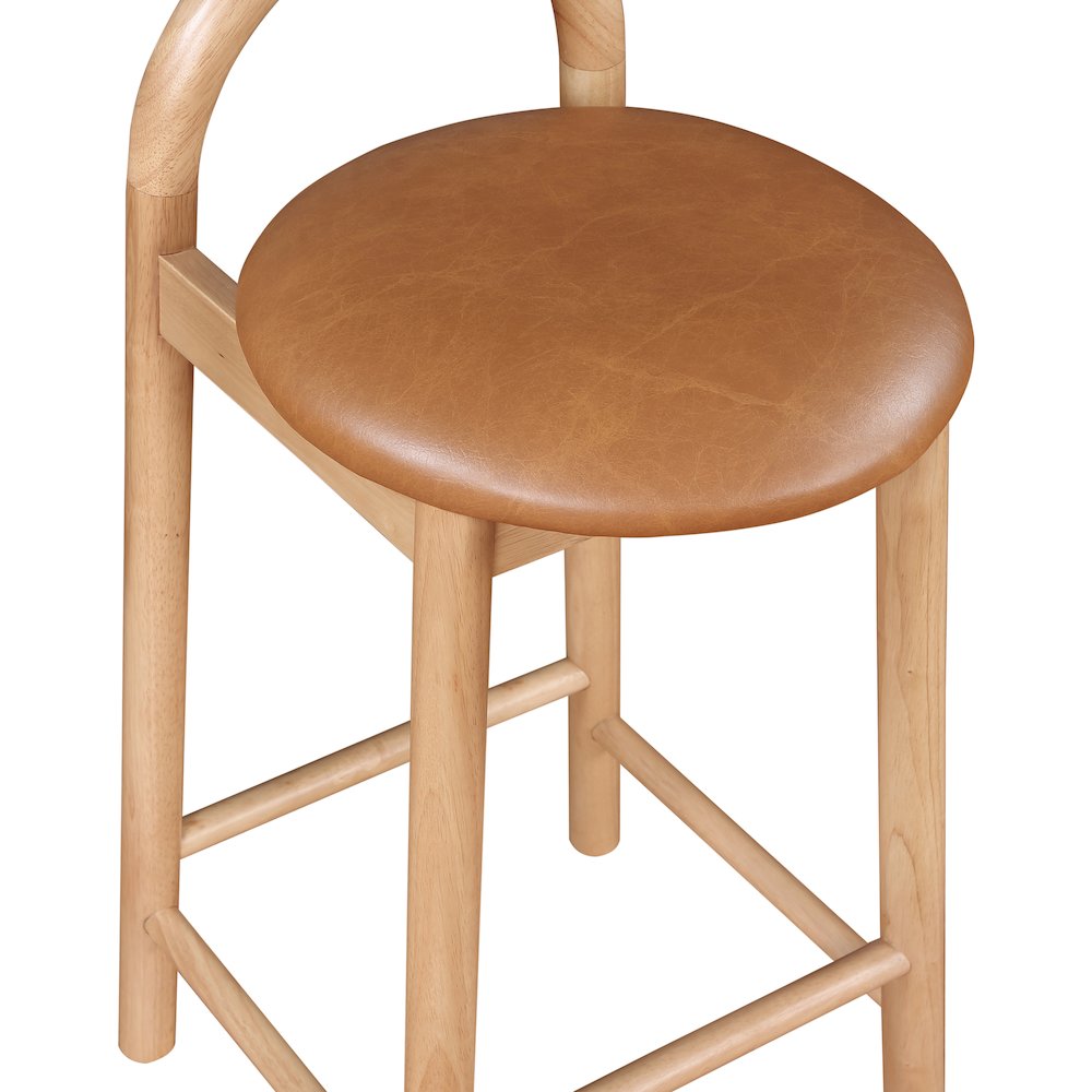 Calvin Cognac Vegan Leather Stool