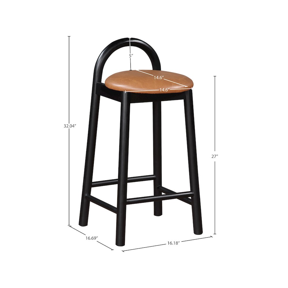 Calvin Cognac Vegan Leather Stool