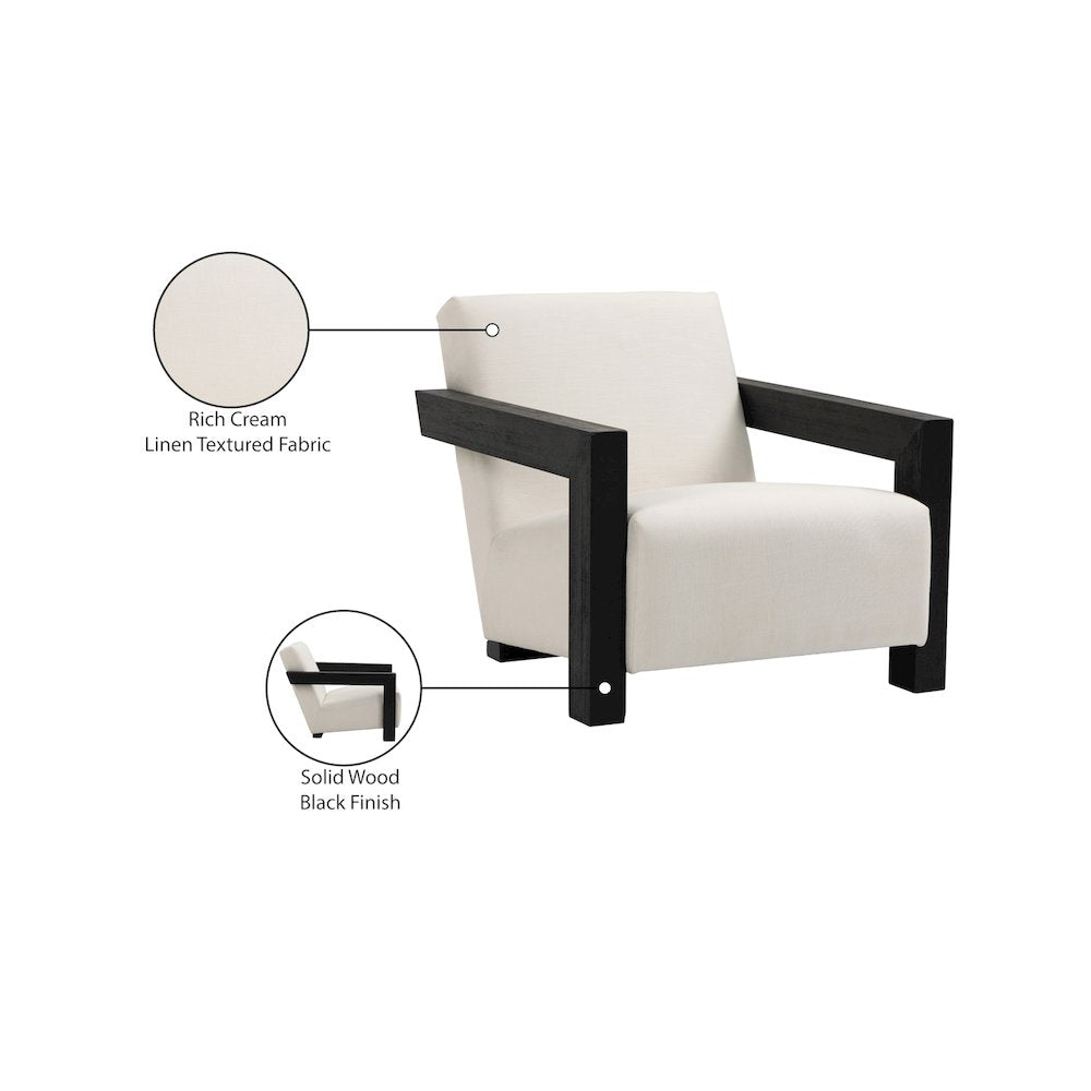 Ward Cream Linen Textured Fabric Accent Chair