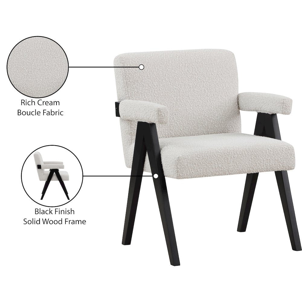 Woodloch Cream Boucle Fabric Accent Chair