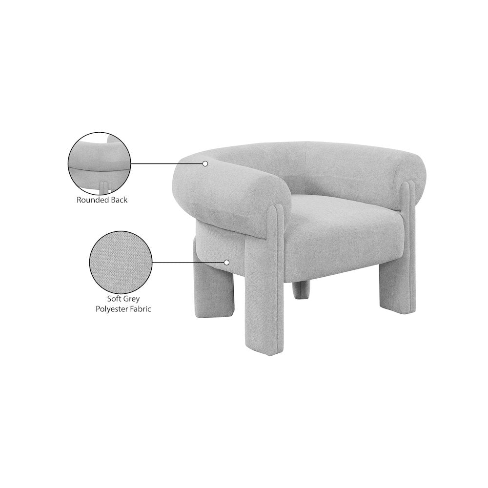 Stefano Grey Polyester Fabric Accent Chair