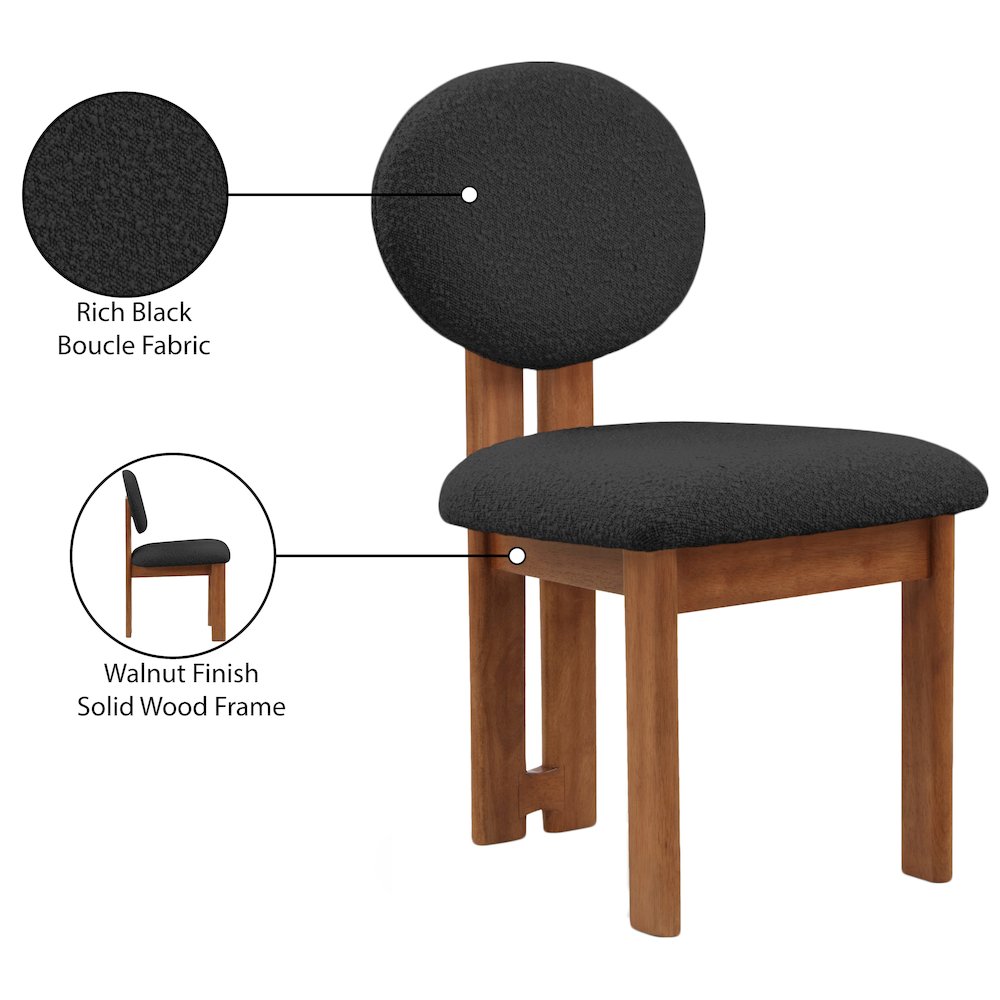 Napa Black Boucle Fabric Dining Chair, Set of 2