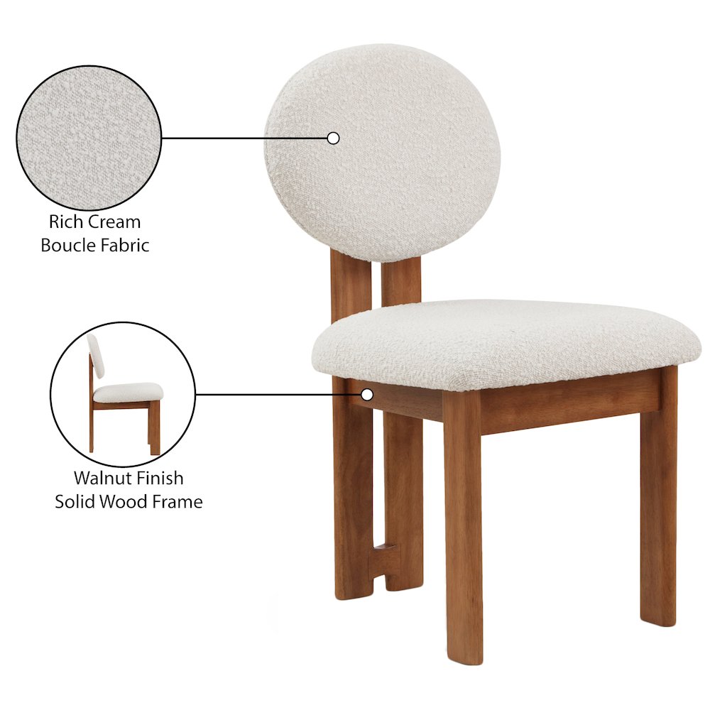 Napa Cream Boucle Fabric Dining Chair, Set of 2