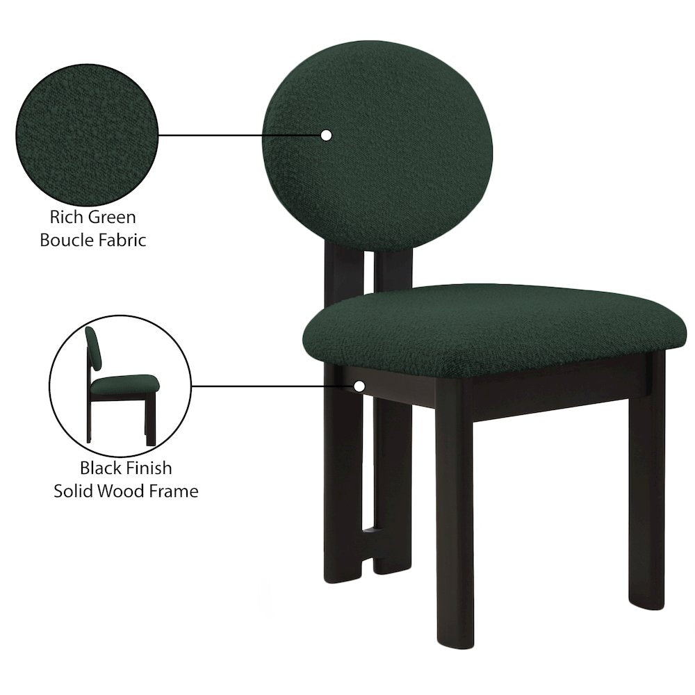 Napa Green Boucle Fabric Dining Chair, Set of 2