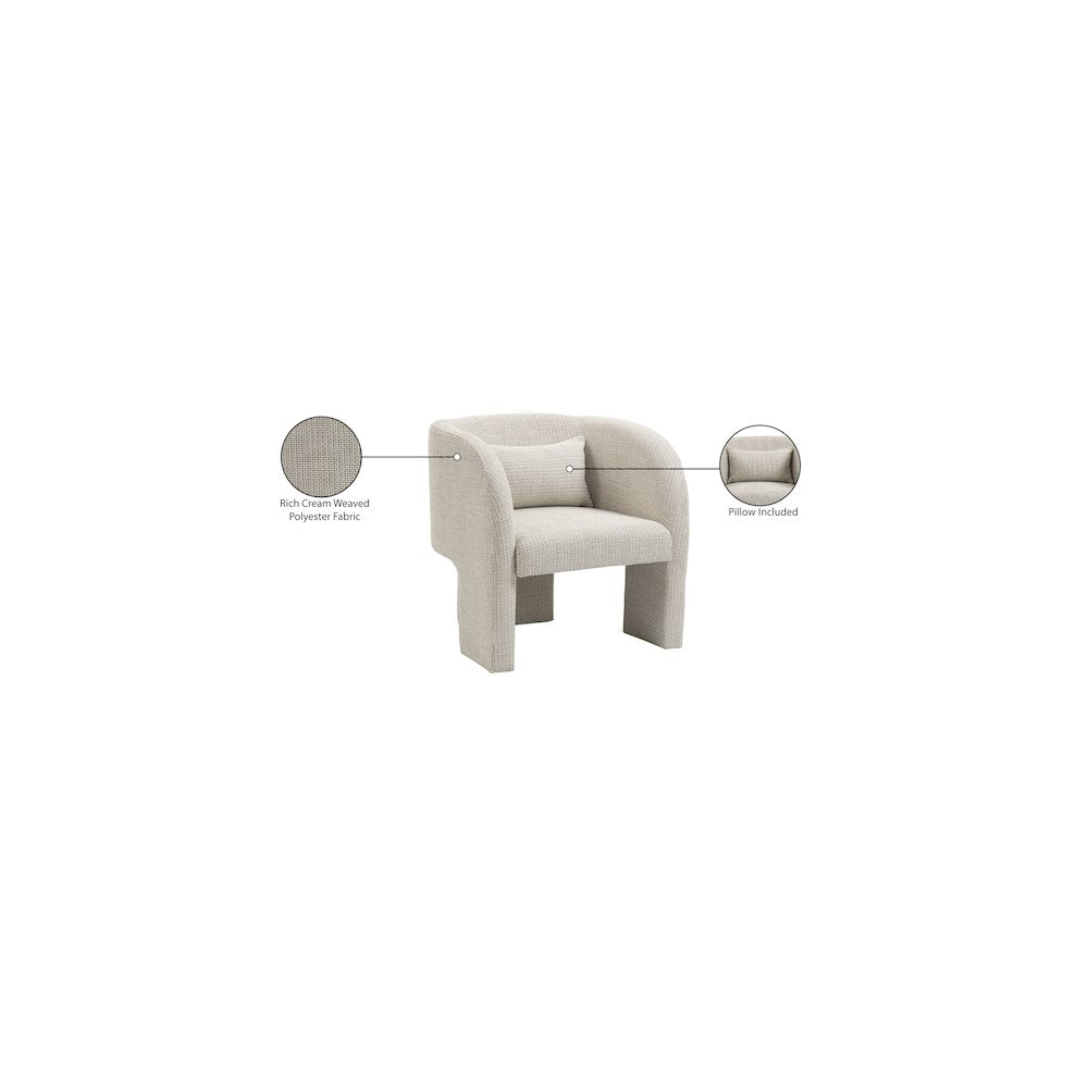 Sawyer Cream Weaved Polyester Fabric Accent Chair