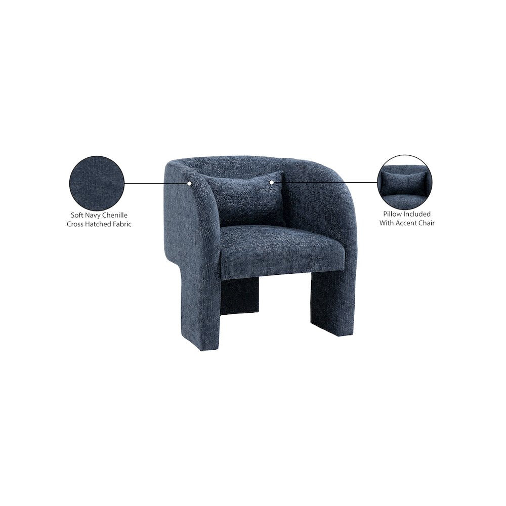 Sawyer Navy Chenille Fabric Accent Chair