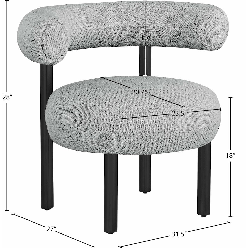 Bordeaux Grey Boucle Fabric Accent Chair