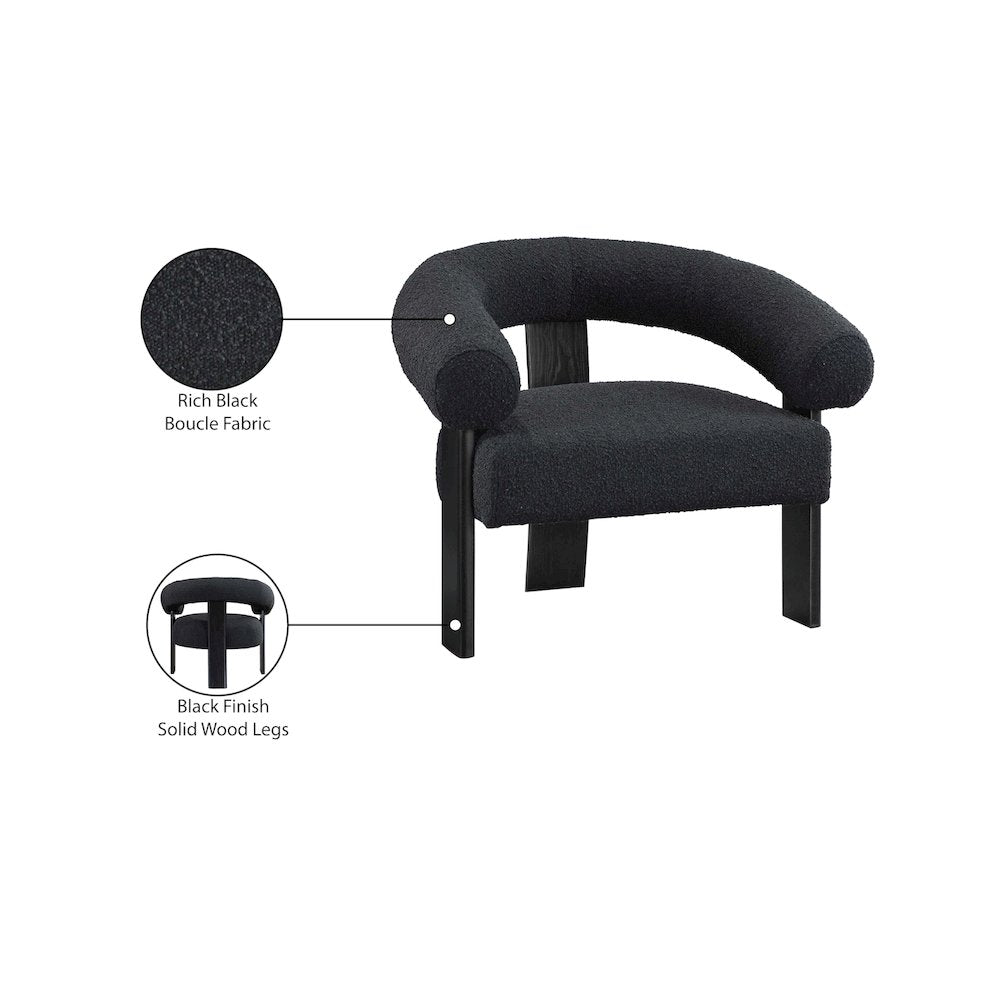 Winston Black Boucle Fabric Accent Chair
