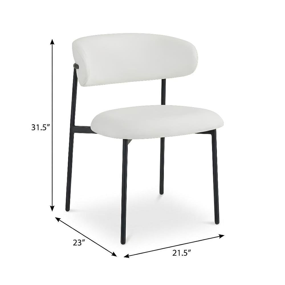 Matte Black Upholstered Dining Chairs Set of 2 with Vegan Leather Seats