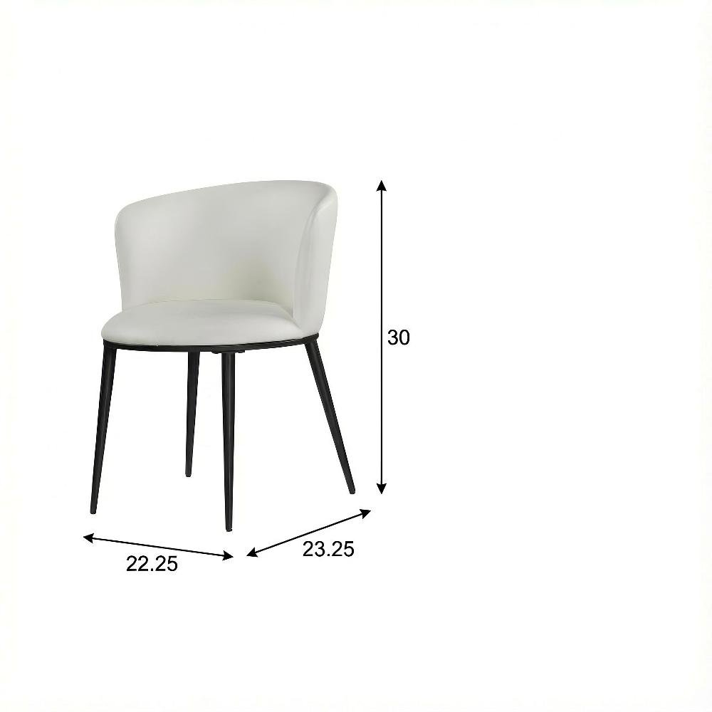 Matte Black Vegan Leather Dining Chairs Set of 2 with Contemporary Design