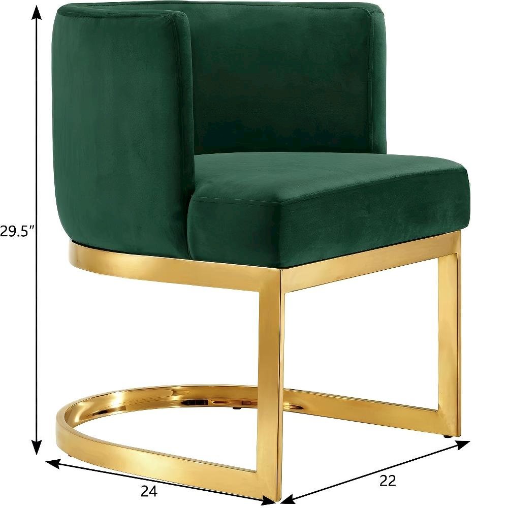 Gold Velvet Dining Chair with Armrests and Contemporary Design