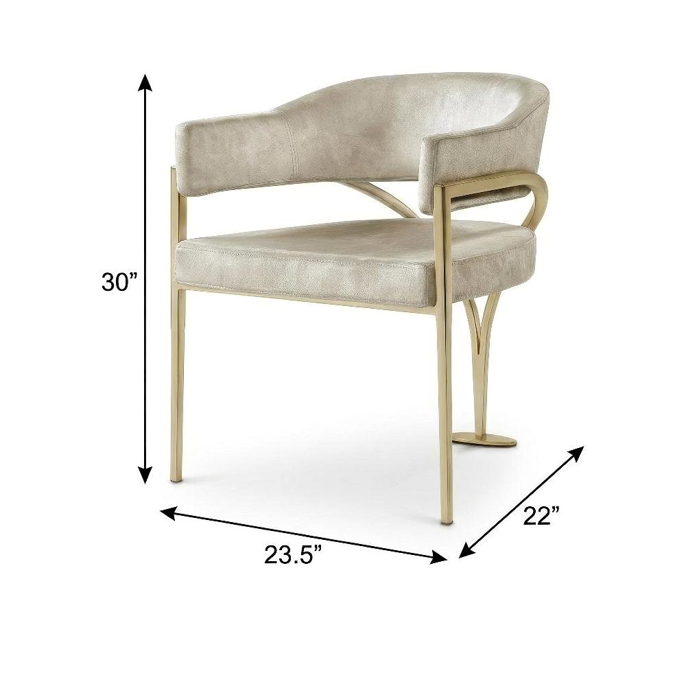 Gold Velvet Dining Chairs Set of 2 with Armrests and Contemporary Design