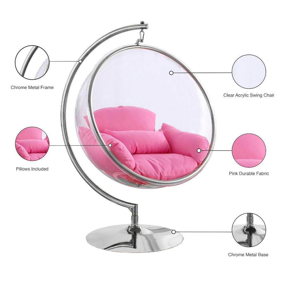 Luna Pink Durable Fabric Acrylic Swing Chair