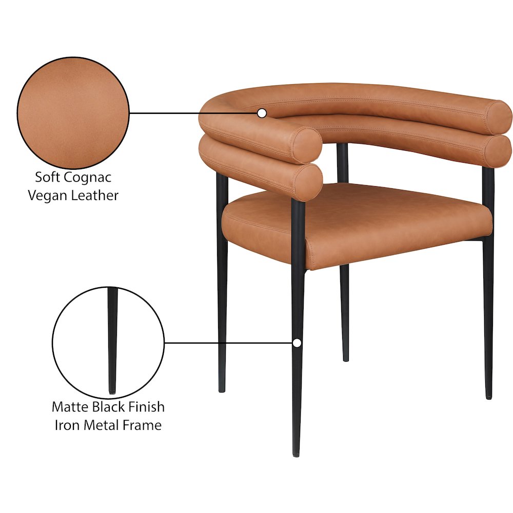 Lavina Cognac Vegan Leather Dining Chair, Set of 2