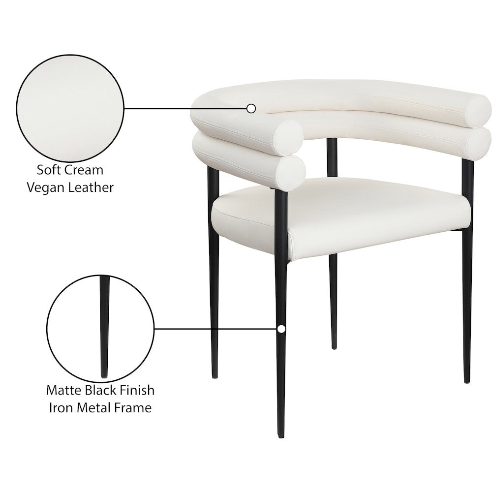 Lavina Cream Vegan Leather Dining Chair, Set of 2
