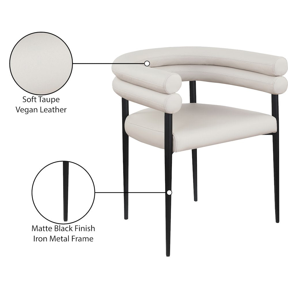 Lavina Taupe Vegan Leather Dining Chair, Set of 2