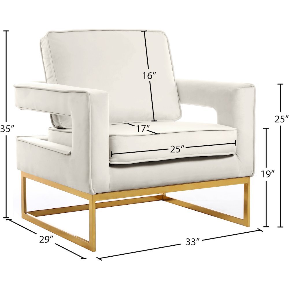 Noah Cream Velvet Accent Chair