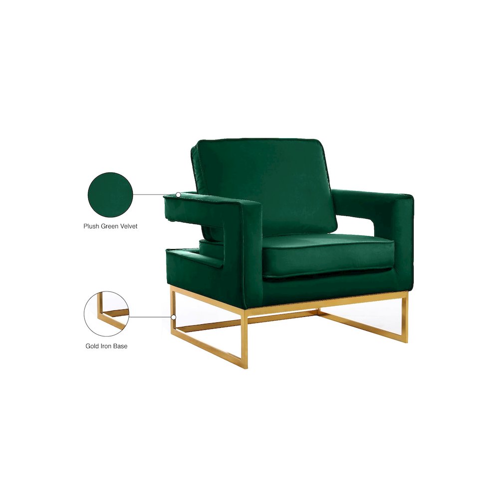 Noah Green Velvet Accent Chair