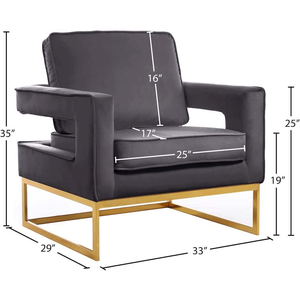 Noah Grey Velvet Accent Chair
