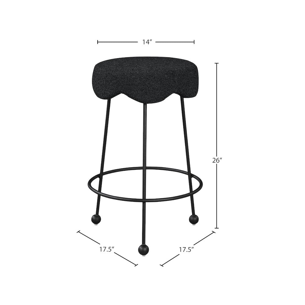 Fleur Black Fabric Counter Stool
