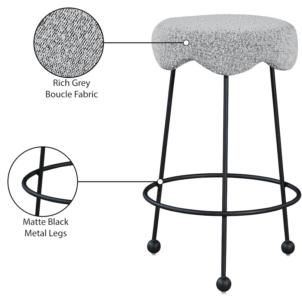 Fleur Grey Fabric Counter Stool