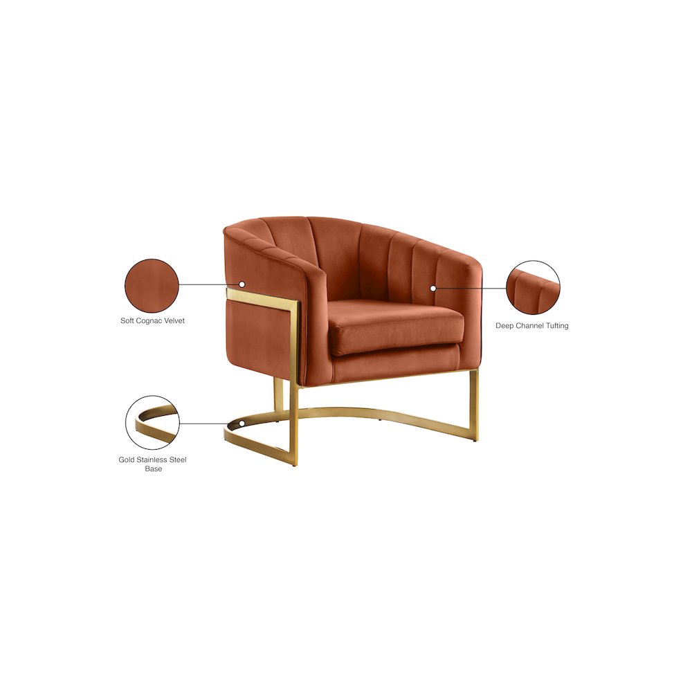 Carter Cognac Velvet Accent Chair