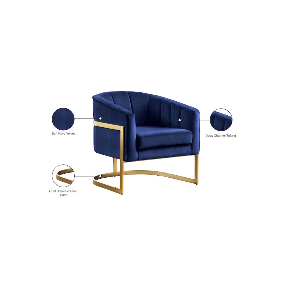 Carter Navy Velvet Accent Chair