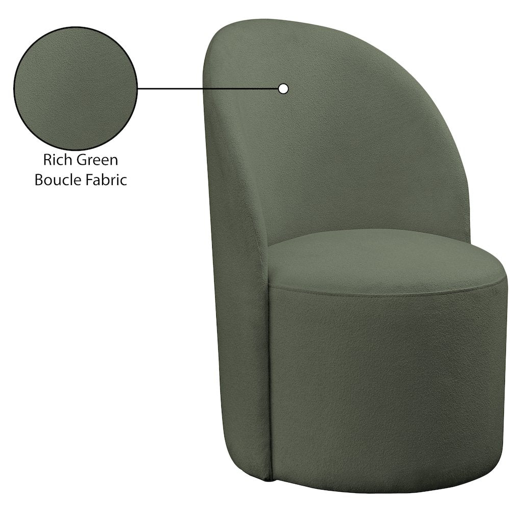 Hautely Green Boucle Fabric Accent Chair