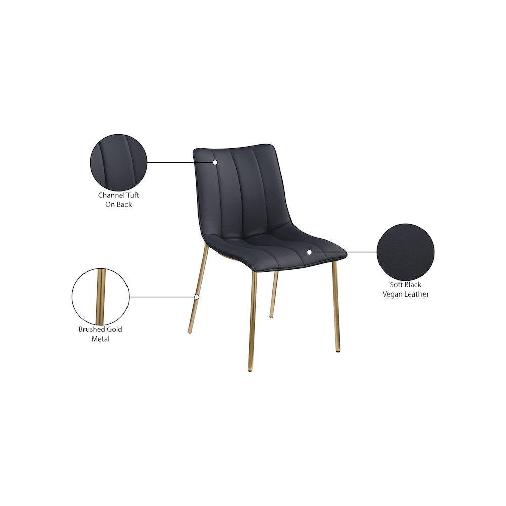 Isla Black Vegan Leather Dining Chair, Set of 2