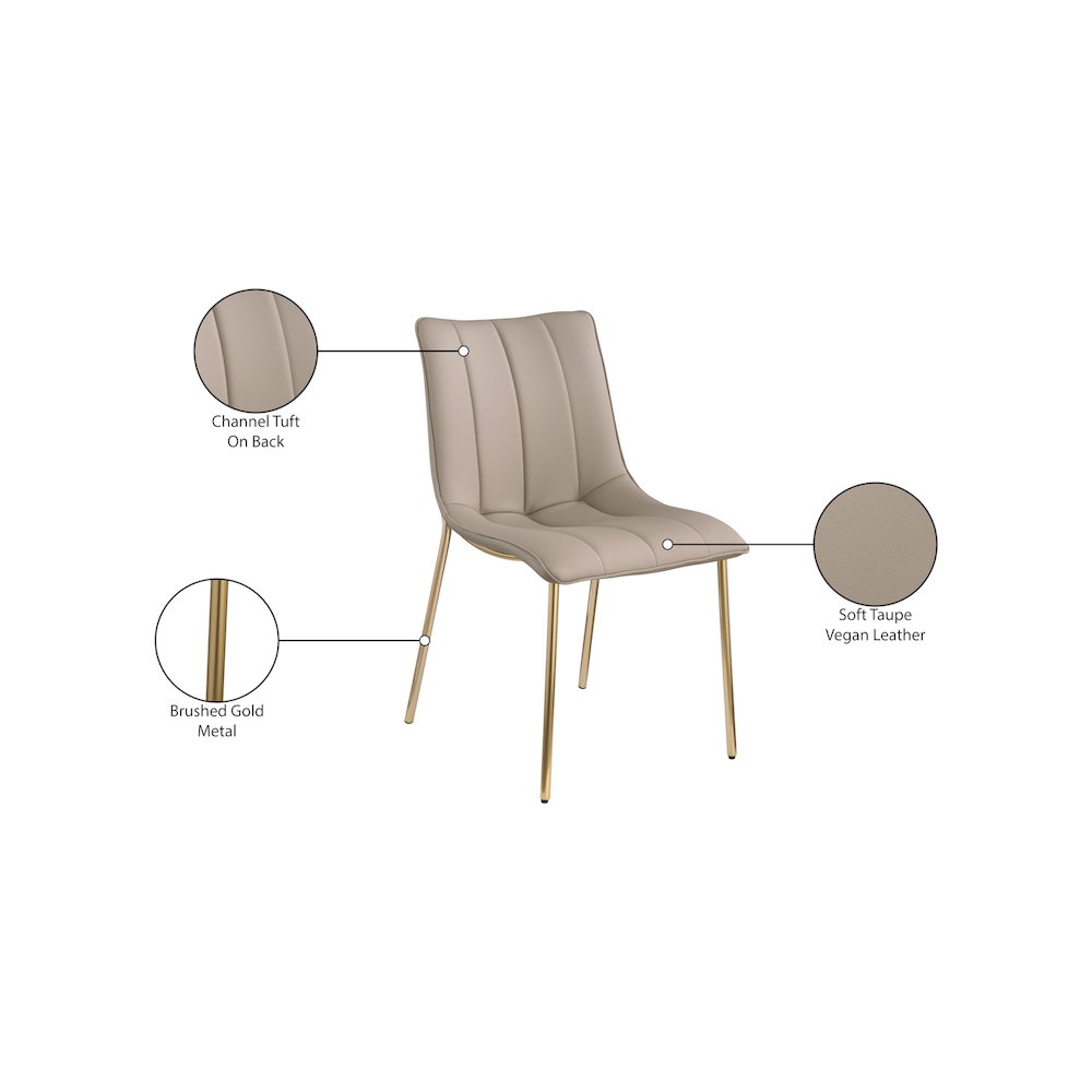 Isla Taupe Vegan Leather Dining Chair, Set of 2