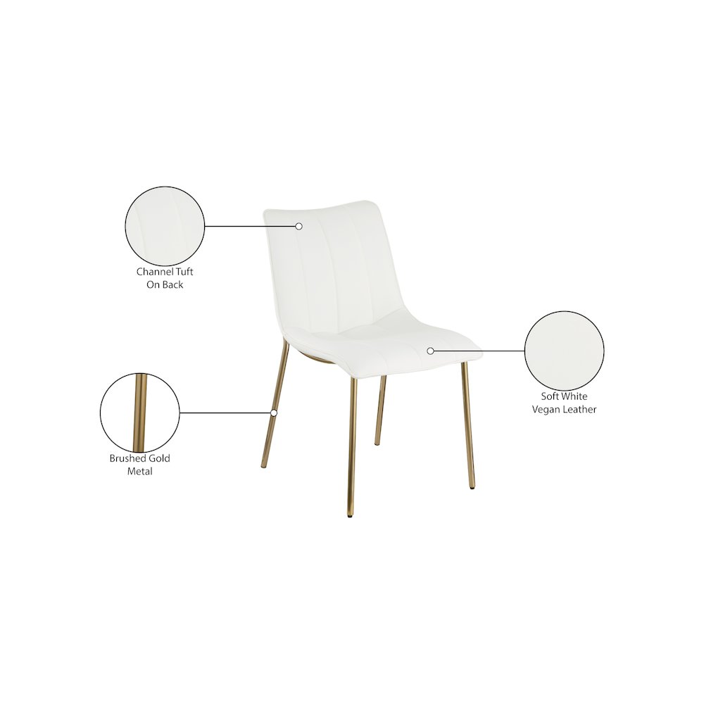 Isla Off-White Vegan Leather Upholstered Dining Chair, Set of 2