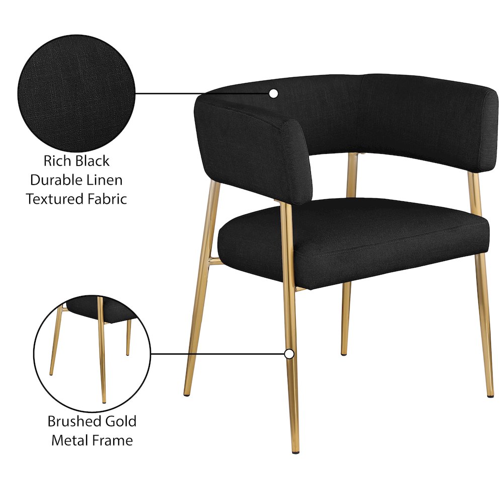 Creston Black Durable Linen Textured Fabric Dining Chair