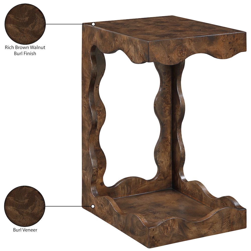 Vassa Brown Burl Veneer End Table