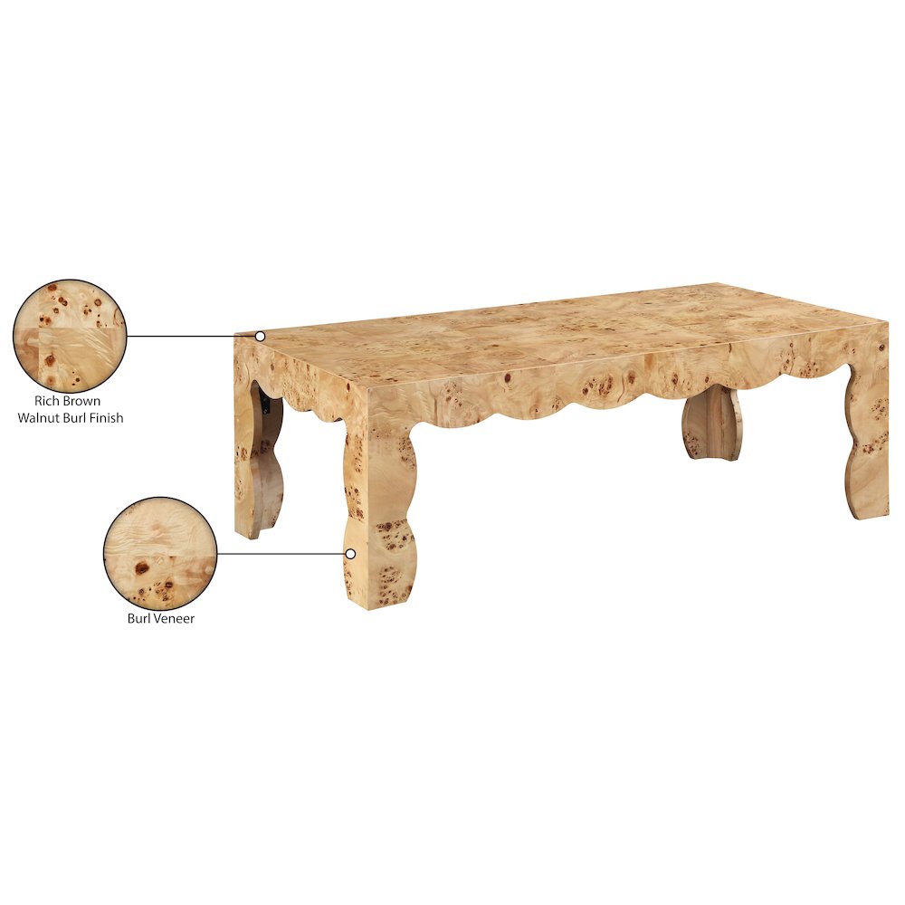 Vassa Natural Burl Veneer Coffee Table