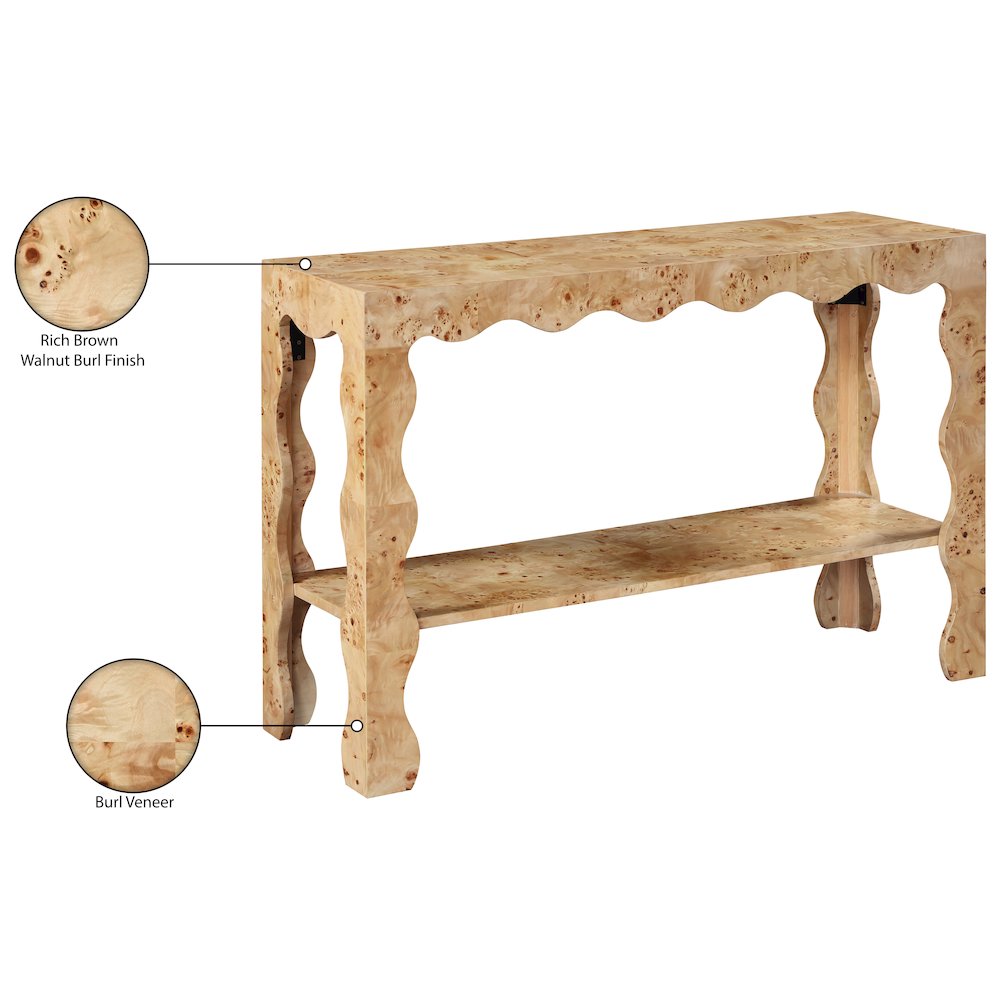 Vassa Natural Burl Veneer Console Table