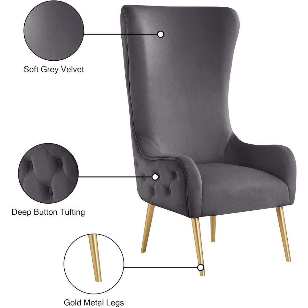 Alexander Grey Velvet Accent Chair