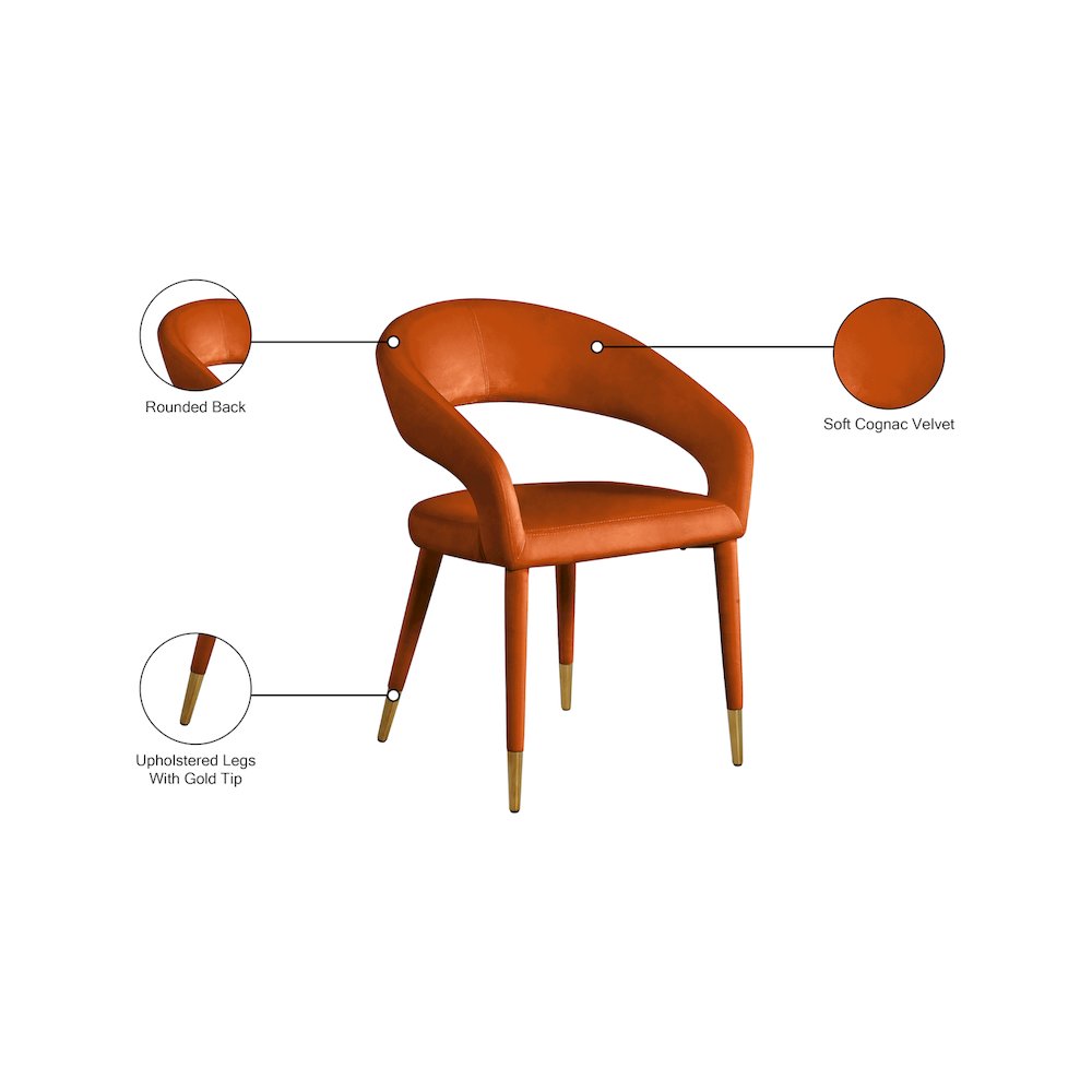 Destiny Cognac Velvet Dining Chair