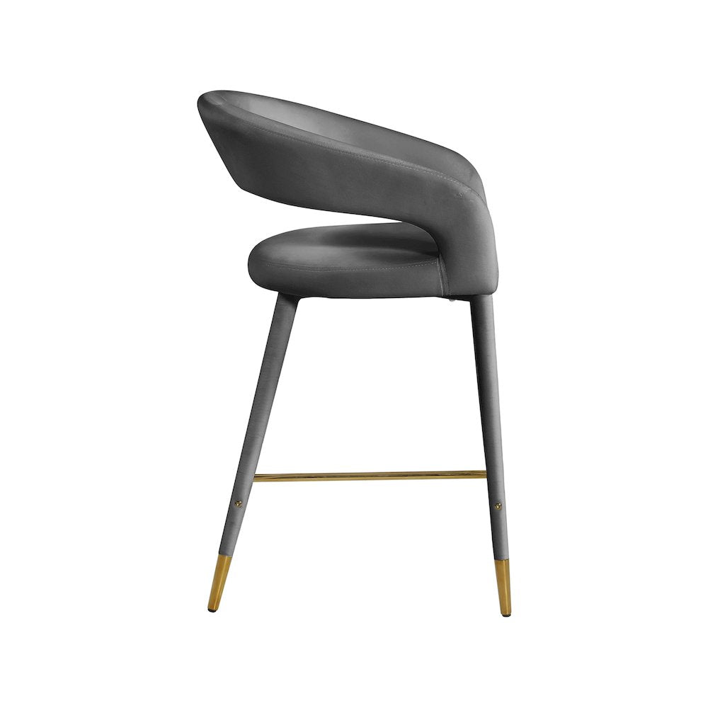 Destiny Grey Velvet Stool