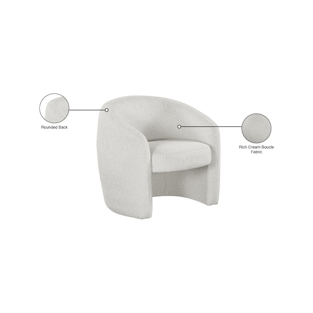 Acadia Cream Boucle Fabric Accent Chair