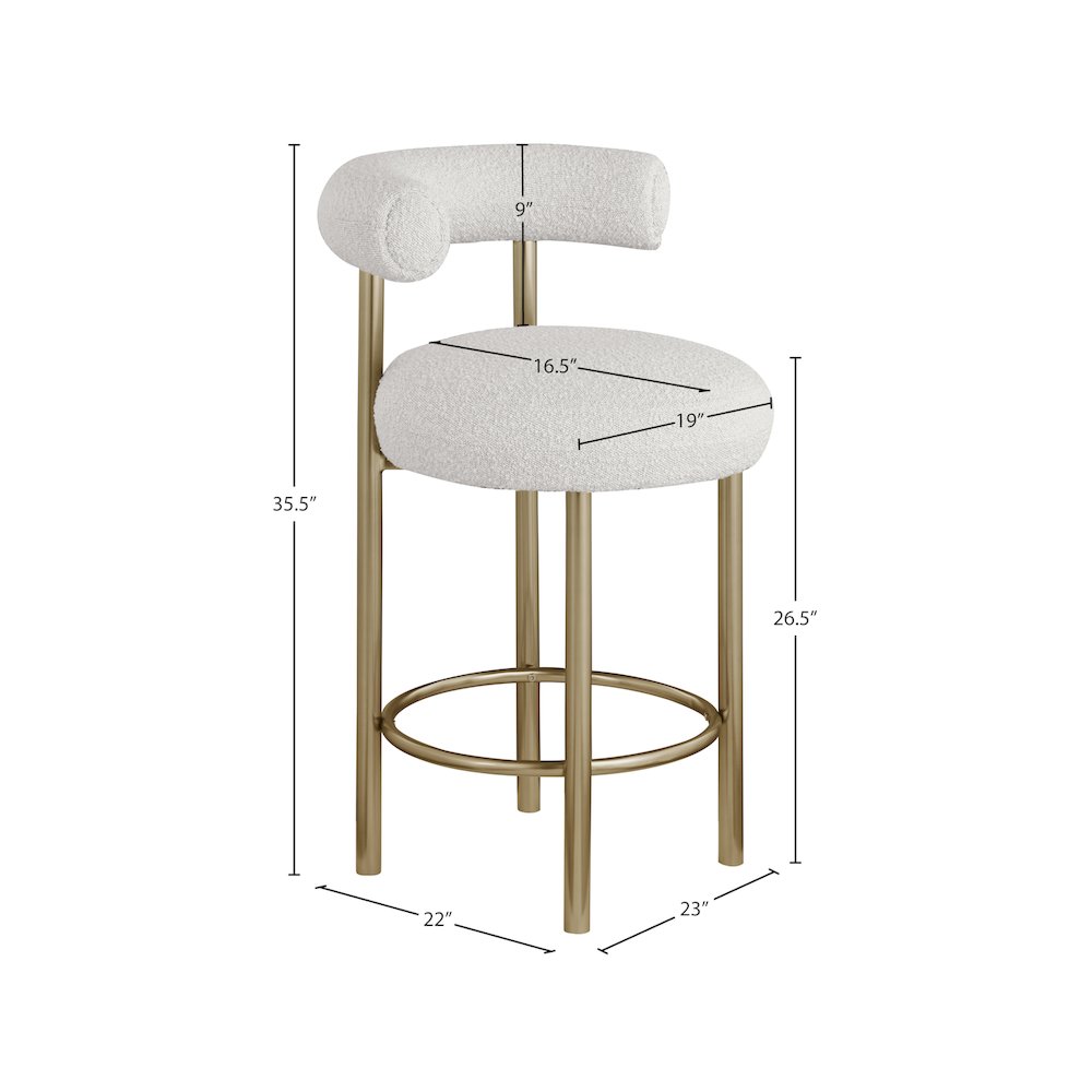 Bordeaux Cream Boucle Fabric Stool, Set of 2