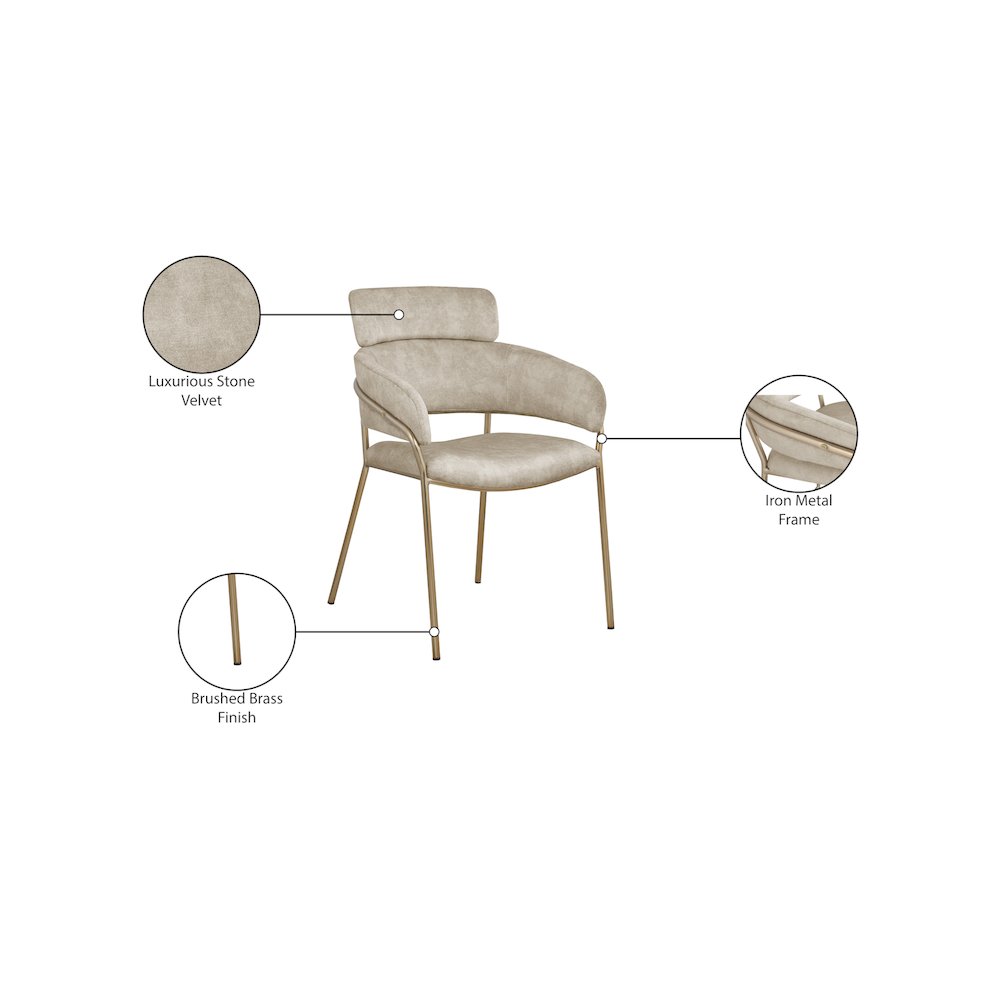 Yara Stone Velvet Dining Chair, Set of 2