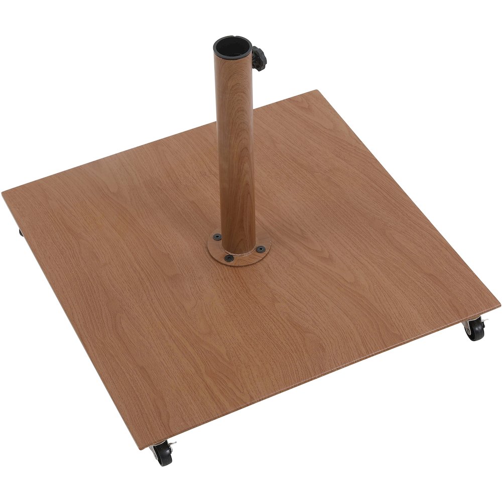 Fiji Beige Fabric / Teak Aluminum Patio Umbrella with Base Sets