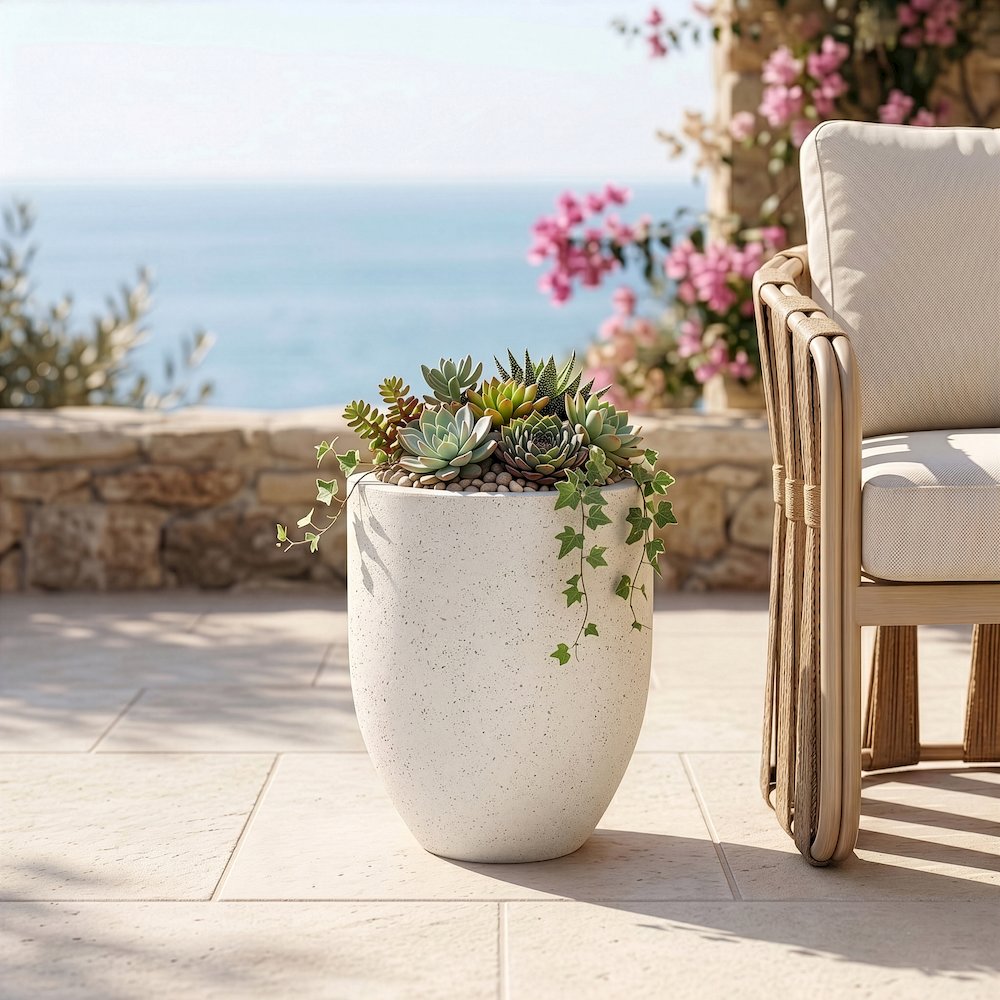 Florique Cream Indoor / Outdoor Concrete Planter