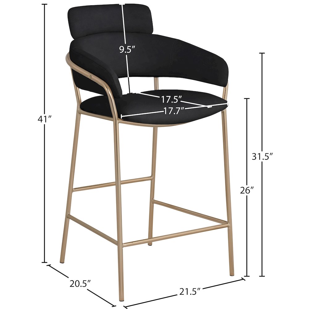 Yara Black Velvet Counter Stool