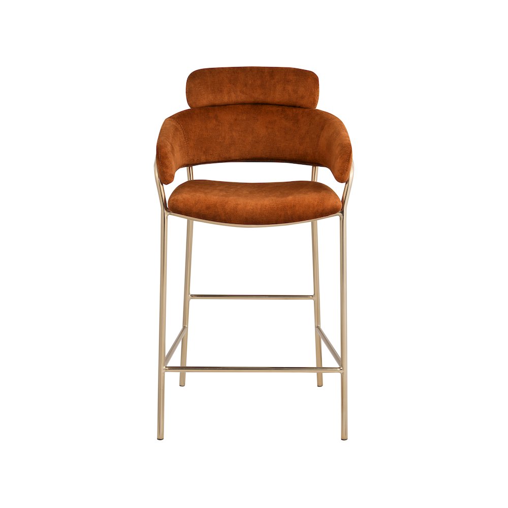 Yara Cognac Velvet Counter Stool