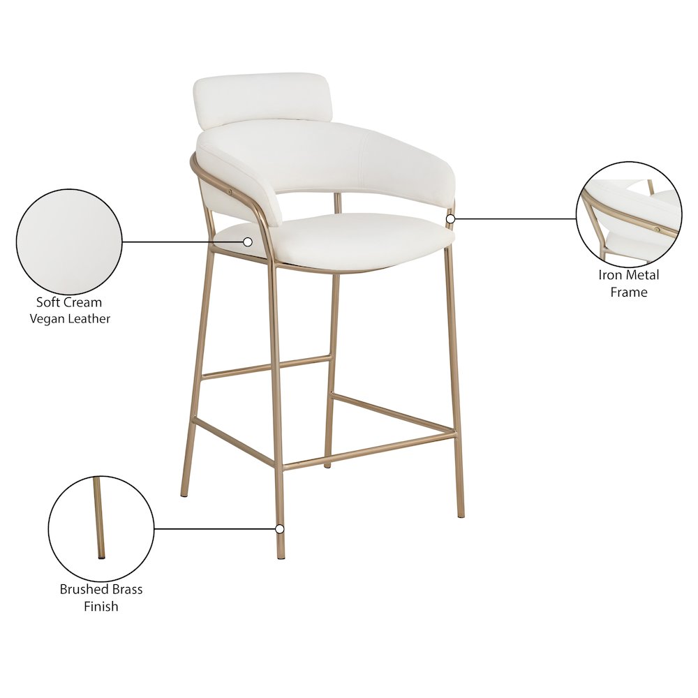 Yara Cream Vegan Leather Counter Stool