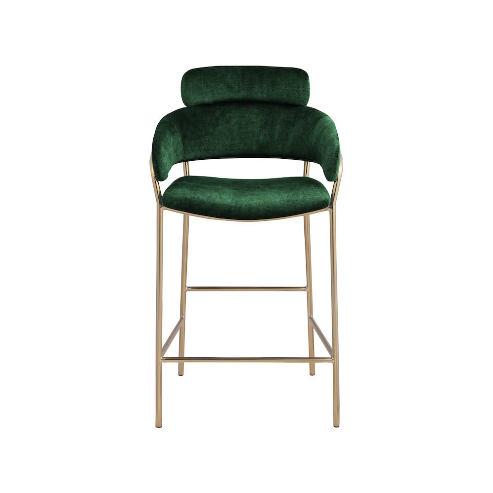 Yara Green Velvet Counter Stool