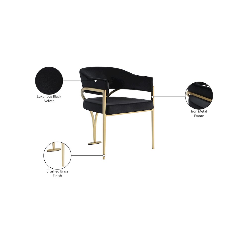Madelyn Black Velvet Dining Chair, Set of 2