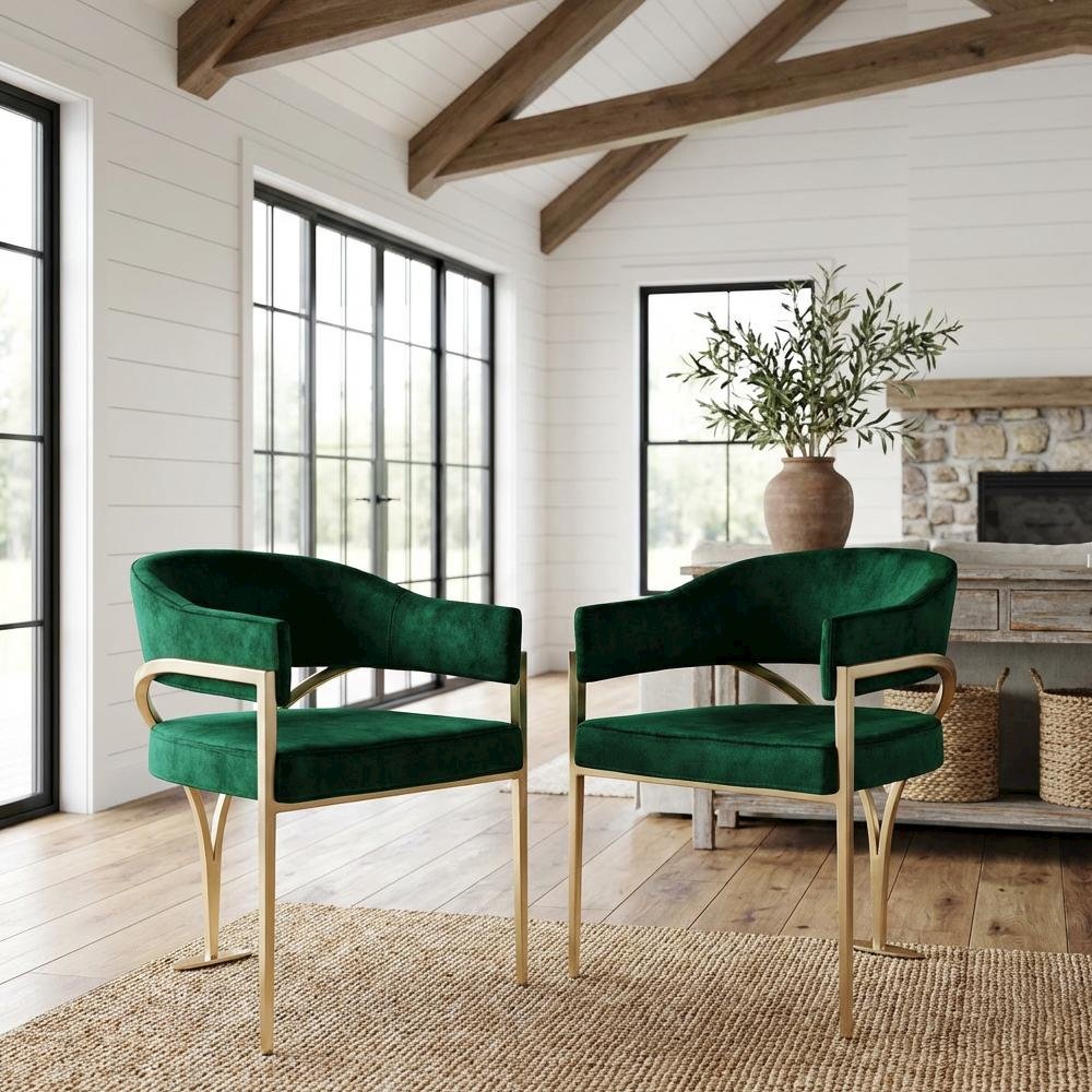 Gold Velvet Dining Chairs Set of 2 with Contemporary Design and Durable Frame